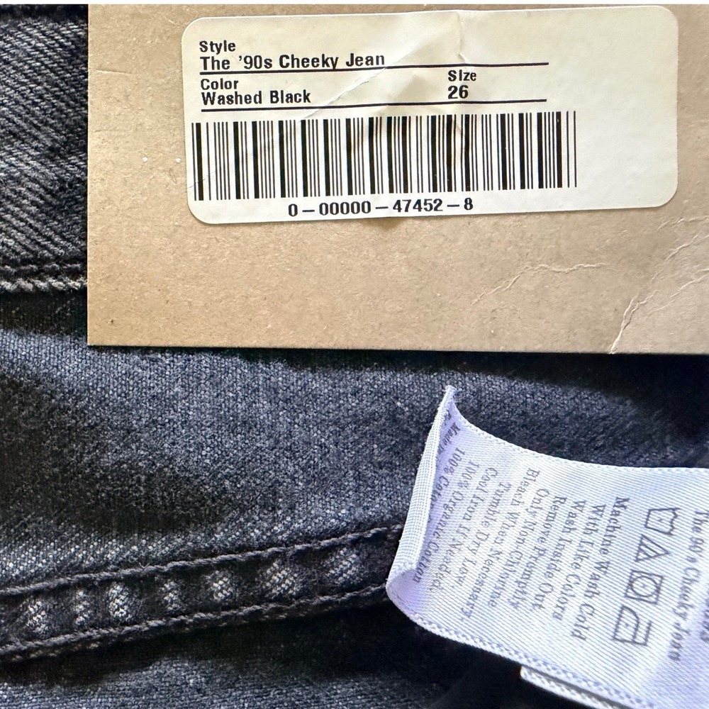 Everlane Jeans The 90s Cheeky Organic Cotton High Rise Washed Black 26 Regular - Picture 8 of 8